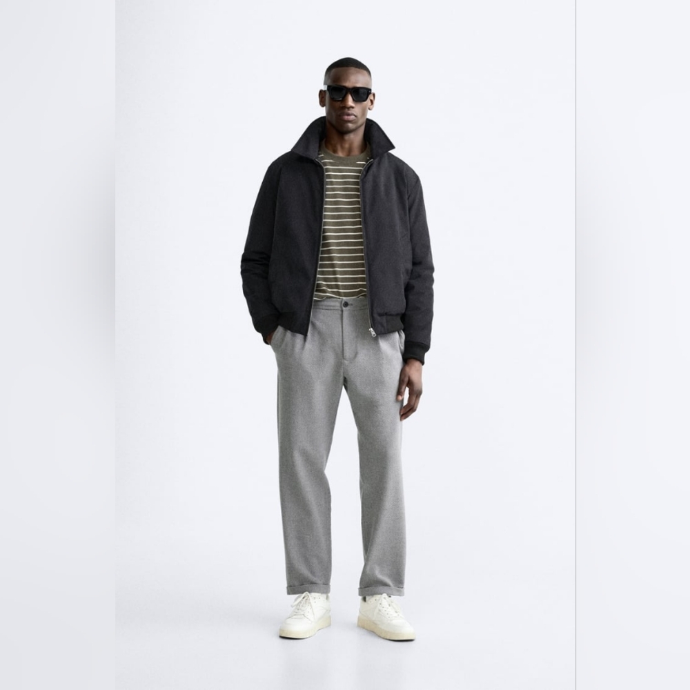 NWT Zara Grey Pleated Trousers - Picture 3 of 15